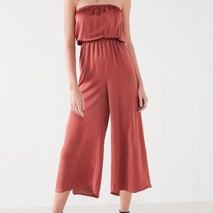 Urban Outfitters Rust Satin Tube Top Culotte Jumpsuit